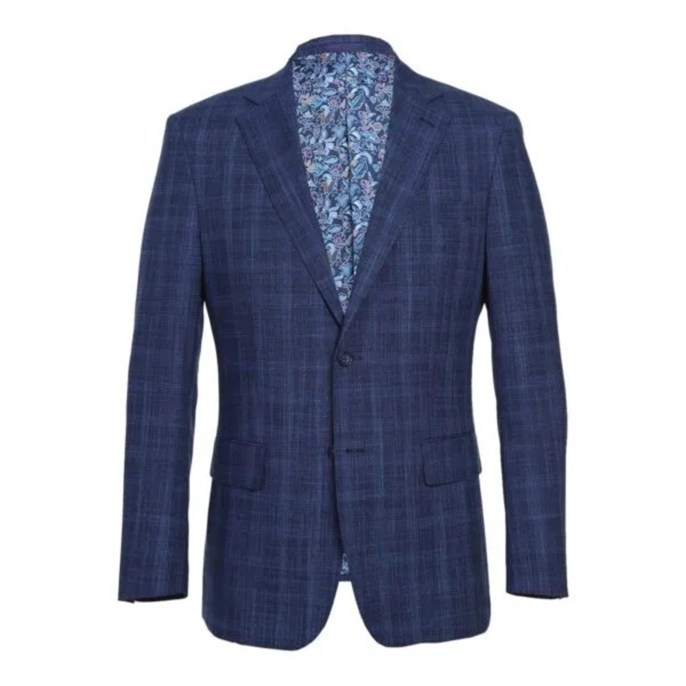 English Laundry Slim Fit Blue Notch Suit Men’s Jacket and Pants 
Size: 44L / 37W
